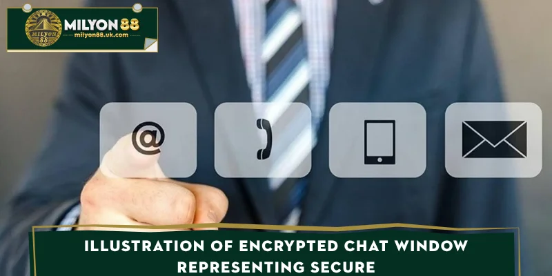 Illustration of encrypted chat window representing secure