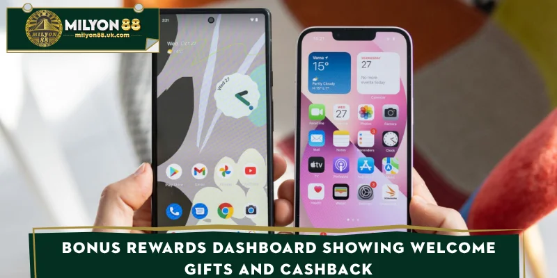 Bonus rewards dashboard showing welcome gifts and cashback