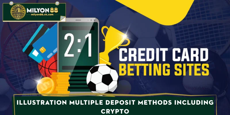 Illustration multiple deposit methods including crypto
